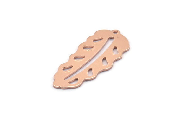 Bakır Yaprak Tılsımı, 1 Delikli 8 Ham Bakır Yaprak Tılsımı, Yaprak Tılsımı Küpeleri (30x13x0,80 mm) M01713