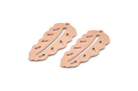 Bakır Yaprak Tılsımı, 1 Delikli 8 Ham Bakır Yaprak Tılsımı, Yaprak Tılsımı Küpeleri (30x13x0,80 mm) M01713