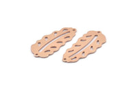 Bakır Yaprak Tılsımı, 2 Delikli 8 Ham Bakır Yaprak Tılsımı, Yaprak Tılsımı Küpeleri (30x13x0,80 mm) M01714