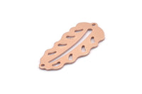 Bakır Yaprak Tılsımı, 2 Delikli 8 Ham Bakır Yaprak Tılsımı, Yaprak Tılsımı Küpeleri (30x13x0,80 mm) M01714
