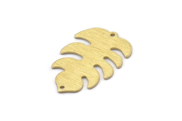 Brass Leaf Charm, 8 Textured Raw Brass Leaf Charms With 2 Holes, Leaf Charm Earrings (30x20x0.80mm) M01774