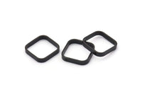 Black Square Charm, 6 Oxidized Black Brass Square Connectors With 2 Holes (16.5x2.9x0.9mm) BS 2342 S658