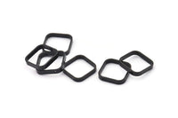 Black Square Charm, 6 Oxidized Black Brass Square Connectors With 2 Holes (16.5x2.9x0.9mm) BS 2342 S658