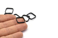 Black Square Charm, 6 Oxidized Black Brass Square Connectors With 2 Holes (16.5x2.9x0.9mm) BS 2342 S658