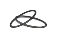Black Ellipse Charm, 6 Oxidized Black Brass Ellipse Shape Connectors With 2 Holes (59x24x0.70mm) BS 1333 S785