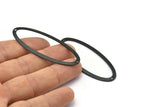 Black Ellipse Charm, 6 Oxidized Black Brass Ellipse Shape Connectors With 2 Holes (59x24x0.70mm) BS 1333 S785