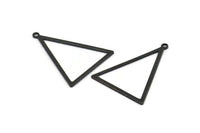 Black Blank Triangles, 6 Oxidized Black Brass Triangles With 1 Loop (39x30x1mm) BS 2351 S679