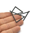 Black Blank Triangles, 6 Oxidized Black Brass Triangles With 1 Loop (39x30x1mm) BS 2351 S679