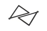 Black Blank Triangles, 6 Oxidized Black Brass Triangles With 1 Loop (39x30x1mm) BS 2351 S679