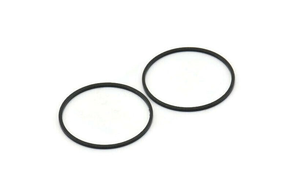 28mm Circle Connectors - 12 Oxidized Black Brass Circle Connectors (28x1x1mm) BS 1090 S813