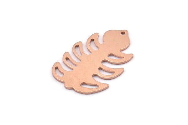 Bakır Yaprak Tılsımı, 1 Delikli 8 Ham Bakır Yaprak Tılsımı, Yaprak Tılsımı Küpeleri (30x20x0,80 mm) M01740