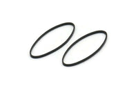 Black Oval Connectors, 24 Oxidized Black Brass Oval Connectors (25x10mm) Bs-1668