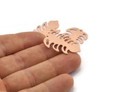 Bakır Yaprak Tılsımı, 1 Delikli 8 Ham Bakır Yaprak Tılsımı, Yaprak Tılsımı Küpeleri (30x20x0,80 mm) M01739