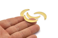 Brass Moon Charm, 12 Raw Brass Crescent Moon Charms With 1 Hole (30x7x0.80mm) A2123