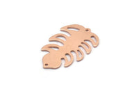 Bakır Yaprak Tılsımı, 2 Delikli 8 Ham Bakır Yaprak Tılsımı, Yaprak Tılsımı Küpeleri (30x20x0,80 mm) M01737