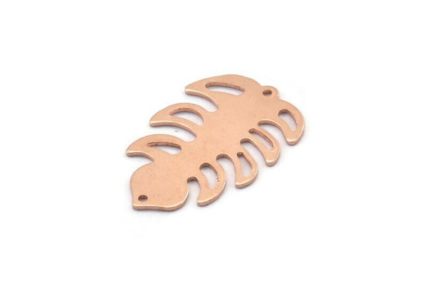 Bakır Yaprak Tılsımı, 2 Delikli 8 Ham Bakır Yaprak Tılsımı, Yaprak Tılsımı Küpeleri (30x20x0,80 mm) M01737