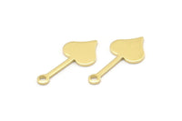 Brass Heart Charm, 50 Raw Brass Spade Charms With 1 Loop (20x9x0.80mm) M02047