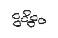Black Heart Charm, 24 Oxidized Black Brass Heart Connectors With 2 Holes (10x10x2x0.4mm) BS 1848 H1340