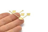 Brass Heart Charm, 24 Raw Brass Spade Charms With 1 Loop (40x9x0.80mm) M02043