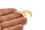 Brass Moon Charm, 12 Raw Brass Crescent Moon Charms With 7 Holes (30x7x0.80mm) A2129