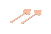 Copper Heart Blank, 24 Raw Copper Spade Blanks, Stamping Blanks (30x9x0.80mm) M02025