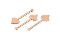 Copper Heart Blank, 24 Raw Copper Spade Blanks, Stamping Blanks (30x9x0.80mm) M02025