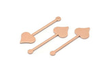 Copper Heart Blank, 24 Raw Copper Spade Blanks, Stamping Blanks (30x9x0.80mm) M02025