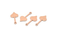 Bakır Kalp Tılsımı, 1 Delikli 24 Ham Bakır Maça Tılsımı (20x9x0,80 mm) M02022