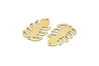 Brass Leaf Charm, 8 Raw Brass Leaf Charms With 2 Holes, Leaf Charm Earrings (30x20x0.80mm) M01747