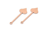 Bakır Kalp Tılsımı, 1 Delikli 24 Ham Bakır Maça Tılsımı (30x9x0,80 mm) M02024