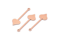 Bakır Kalp Tılsımı, 1 Delikli 24 Ham Bakır Maça Tılsımı (30x9x0,80 mm) M02024
