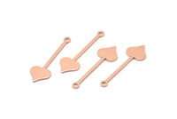 Bakır Kalp Tılsımı, 1 Delikli 24 Ham Bakır Maça Tılsımı (30x9x0,80 mm) M02024
