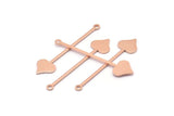 Copper Heart Charm, 24 Raw Copper Spade Charms With 1 Hole (40x9x0.80mm) M02027
