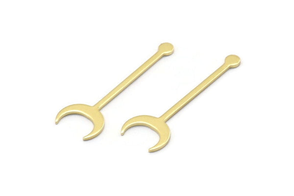 Brass Moon Blank, 24 Raw Brass Crescent Blanks, Stamping Blanks (30x9x0.80mm) M02038