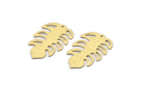 Pirinç Yaprak Tılsımı, 1 Delikli 8 Dokulu Ham Pirinç Yaprak Tılsımı, Yaprak Tılsımı Küpeleri (30x20x0,80 mm) M01782