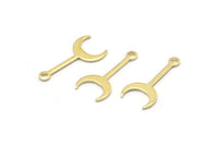 Brass Moon Charm, 50 Raw Brass Crescent Charms With 1 Loop (20x9x0.80mm) M02040