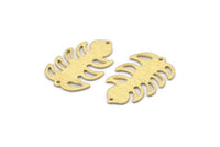 Brass Leaf Charm, 8 Textured Raw Brass Leaf Charms With 2 Holes, Leaf Charm Earrings (30x20x0.80mm) M01780