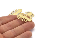 Brass Leaf Charm, 8 Textured Raw Brass Leaf Charms With 2 Holes, Leaf Charm Earrings (30x20x0.80mm) M01780