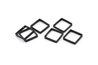 Black Square Charm, 8 Oxidized Black Brass Square Connectors With 2 Holes (18x3x0.80mm) BS 1740 H1315