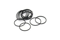 Black Circle Connectors, 24 Textured Oxidized Black Circle Connectors (22x0.8x1mm) BS 1746 S786