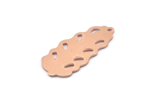 Bakır Yaprak Tılsımı, 1 Delikli 8 Ham Bakır Yaprak Tılsımı, Yaprak Tılsımı Küpeleri (30x13x0,80 mm) M01709