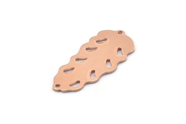 Bakır Yaprak Tılsımı, 2 Delikli 8 Ham Bakır Yaprak Tılsımı, Yaprak Tılsımı Küpeleri (30x13x0,80 mm) M01711