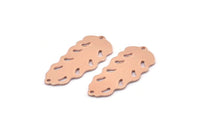 Bakır Yaprak Tılsımı, 2 Delikli 8 Ham Bakır Yaprak Tılsımı, Yaprak Tılsımı Küpeleri (30x13x0,80 mm) M01711
