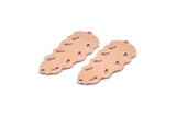 Bakır Yaprak Tılsımı, 2 Delikli 8 Ham Bakır Yaprak Tılsımı, Yaprak Tılsımı Küpeleri (30x13x0,80 mm) M01711