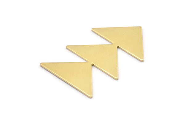 Brass Triangle Charm, 4 Raw Brass Triangle Blanks (45x30x1mm) M01804