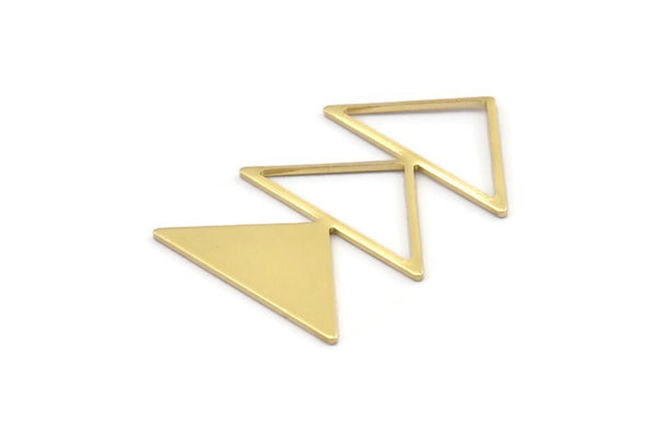 Brass Triangle Charm, 4 Raw Brass Triangle Blanks (45x30x1mm) M01805
