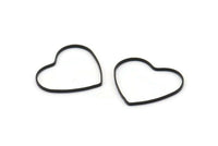 Heart Ring Connector, 25 Oxidized Black Brass Heart Connectors (21x18mm) Bs 1130 S361