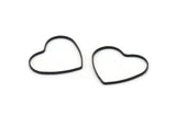 Heart Ring Connector, 25 Oxidized Black Brass Heart Connectors (21x18mm) Bs 1130 S361