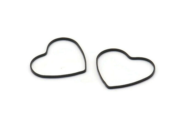 Heart Ring Connector, 25 Oxidized Black Brass Heart Connectors (21x18mm) Bs 1130 S361
