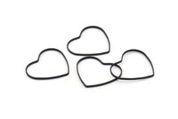 Heart Ring Connector, 25 Oxidized Black Brass Heart Connectors (21x18mm) Bs 1130 S361